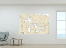 Load image into Gallery viewer, Great Lakes, Illinois, Michigan, Wisconsin, Indiana, Ohio, Ontario, New York, Pennsylvania, Nautical Map / Chart - Canvas, Acrylic, or Metal