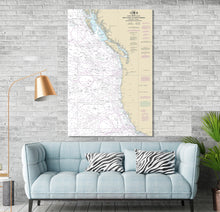 Load image into Gallery viewer, California, Oregon, Washington, British Columbia, West Coast, United States, Canada - Nautical Map/Chart - Printed on Canvas, Acrylic, Metal