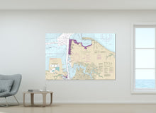 Load image into Gallery viewer, Norfolk, Ocean View, Hampton Roads, Willoughby Spit, Lafayette River, Virginia - Nautical Map / Chart - Printed on Canvas, Acrylic, or Metal