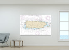Load image into Gallery viewer, Puerto Rico - Nautical Map / Chart - Printed on Canvas, Acrylic, or Metal