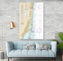 Load image into Gallery viewer, Miami, Ft Lauderdale, Hollywood, Dania, Miami Beach, Hollywood Beach, Florida - Nautical Map / Chart - Printed on Canvas, Acrylic, or Metal