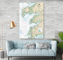 Load image into Gallery viewer, Tangier Sound, Crisfield, Westover, Deal Island, Wenona, Virginia, Maryland - Nautical Map / Chart - Printed on Canvas, Acrylic, or Metal
