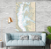 Load image into Gallery viewer, Cambridge, Easton, Annapolis, Oxford, Deale, Shady Side, Chesapeake Bay, Maryland - Nautical Map / Chart - Printed on Canvas, Acrylic, Metal
