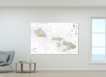 Load image into Gallery viewer, Maui, Oahu, Molokai, Lanai, Kahoolawe, Honolulu, Kahului, Hawai'i - Nautical Map / Chart - Wall Decor - Printed Canvas, Acrylic, or Metal