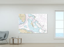Load image into Gallery viewer, Nassau, Freeport, Andros City, Exuma, Eleithera, Deadman Cay, Bahamas - Nautical Map/Chart - Wall Decor - Printed Canvas, Acrylic, or Metal