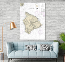 Load image into Gallery viewer, Island of Hawai'i, Hilo, Waikoloa, Captain Cook, Volcano, Mountain View - Nautical Map / Chart - Wall Decor - Printed Canvas, Acrylic, Metal