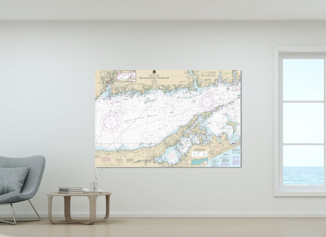 Long Island Sound, New Haven, Greenport, Branford, Sag Harbor, Riverhead, Guilford - Nautical Map/Chart - Printed on Canvas, Acrylic, Metal