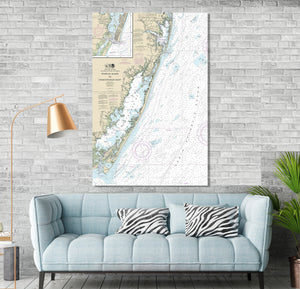 Ocean City, Chincoteague, Tayloreville, Bishopville, Maryland, Virginia - Nautical Map / Chart - Printed on Canvas, Acrylic, or Metal