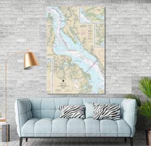 James River, Williamsburg, Newport News, Carrollton, Smithfield, Virginia - Nautical Map / Chart - Printed on Canvas, Acrylic, or Metal