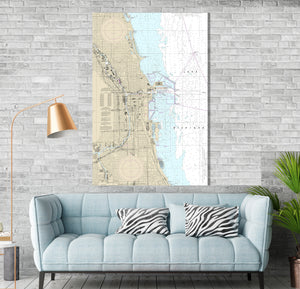 Chicago Lakefront, Illinois Nautical Map / Chart - Canvas, Acrylic, or Metal