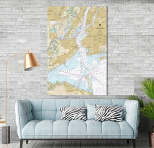 New York Harbor, Staten Island, Brooklyn, Sandy Hook, Newark, & Jersey City Nautical Map / Chart - Canvas, Acrylic, or Metal