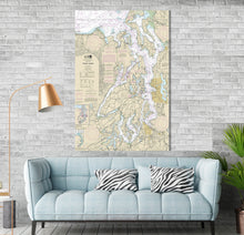 Load image into Gallery viewer, Seattle, Puget Sound, Tacoma, Washington Nautical Map / Chart - Printed on Canvas, Acrylic, or Metal
