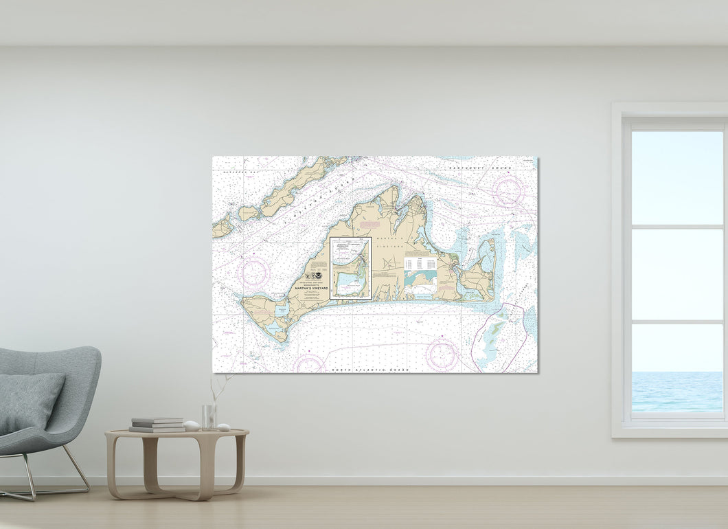 Martha's Vineyard, Edgartown, Chappaquiddick Island, Nautical Map / Chart - Printed on Canvas, Acrylic, or Metal