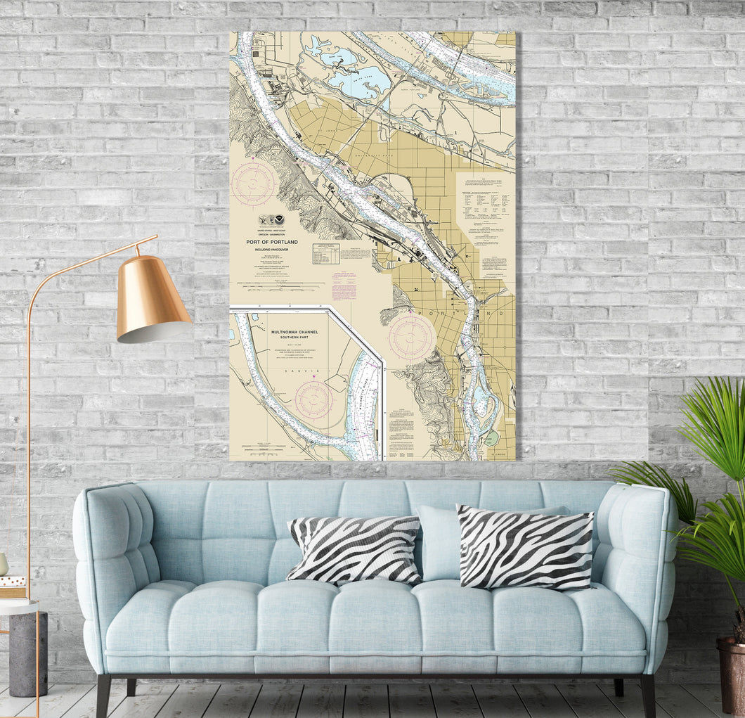 Portland, University Park, St. Johns, Oregon Nautical Map / Chart - Canvas, Acrylic, or Metal