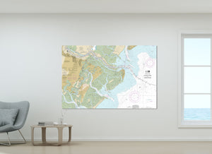 Savannah, Montgomery, Tybee, Warsaw Sound, Skidaway Island, Savannah River, Georgia Nautical Map / Chart - Canvas, Acrylic, or Metal