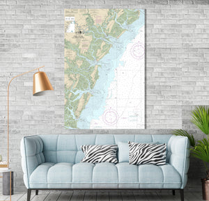 Georgia Coast, Savannah, Tybee Island, Doboy Island, Warsaw Island, Ossabaw Island, Georgia Nautical Map / Chart - Canvas, Acrylic, or Metal