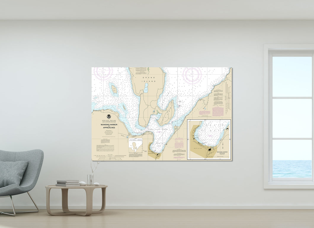 Munising, Pictured Rock National Lakeshore, Michigan Nautical Map / Chart - Canvas, Acrylic, or Metal