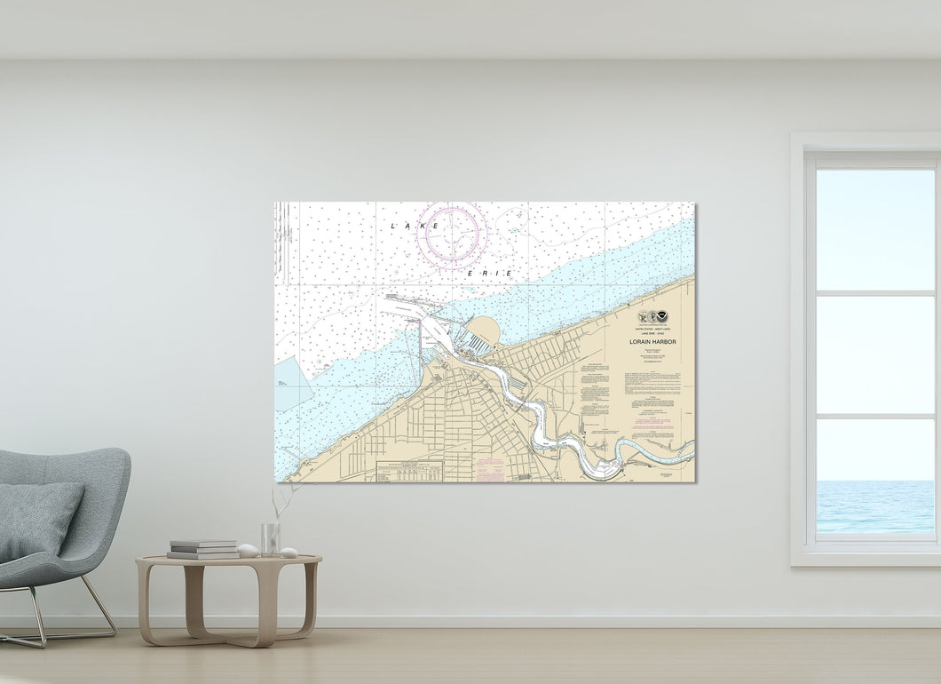 Lorain Harbor, Lake Erie, Michigan Nautical Map / Chart - Printed on Canvas, Acrylic, or Metal