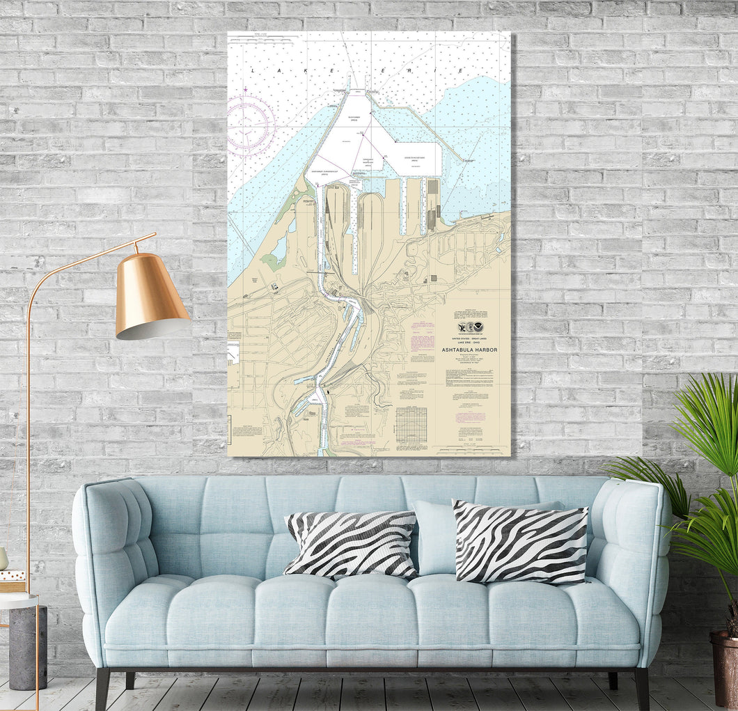 Ashtabula, Ohio Nautical Map / Chart - Printed on Canvas, Acrylic, or Metal