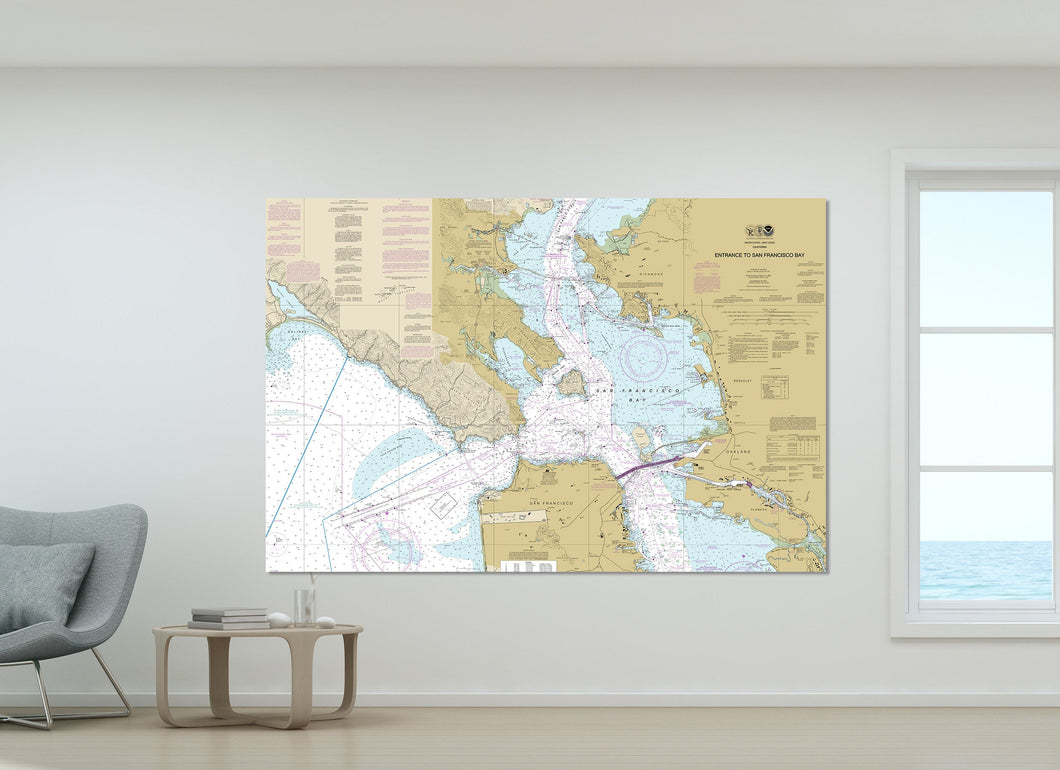 San Francisco, Oakland, Berkley, Richmond, Alameda, California Nautical Map / Chart - Printed on Canvas, Acrylic, or Metal