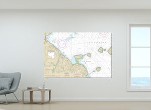 Bar Harbor, Mount Desert Island, Frenchman Bay, Acadia National Park, Maine Nautical Map / Chart - Printed on Canvas, Acrylic, or Metal