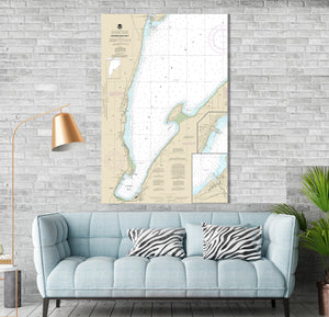 Keweenaw Bay, Baraga, L'anse Bay, Jacobsville, Michigan Nautical Map / Chart - Canvas, Acrylic, or Metal