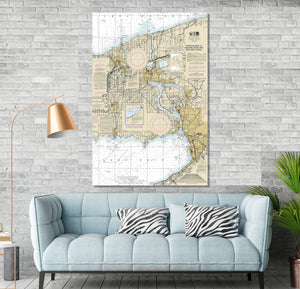 Niagara Falls, Welland Canal, Grand Island, Buffalo, Youngstown, New York Nautical Map / Chart - Printed on Canvas, Acrylic, or Metal