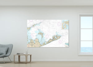 Montauk, The Hamptons, Gardiners Bay, Napegue Bay, Montauk Harbor,  New York Nautical Map / Chart - Printed on Canvas, Acrylic, Metal