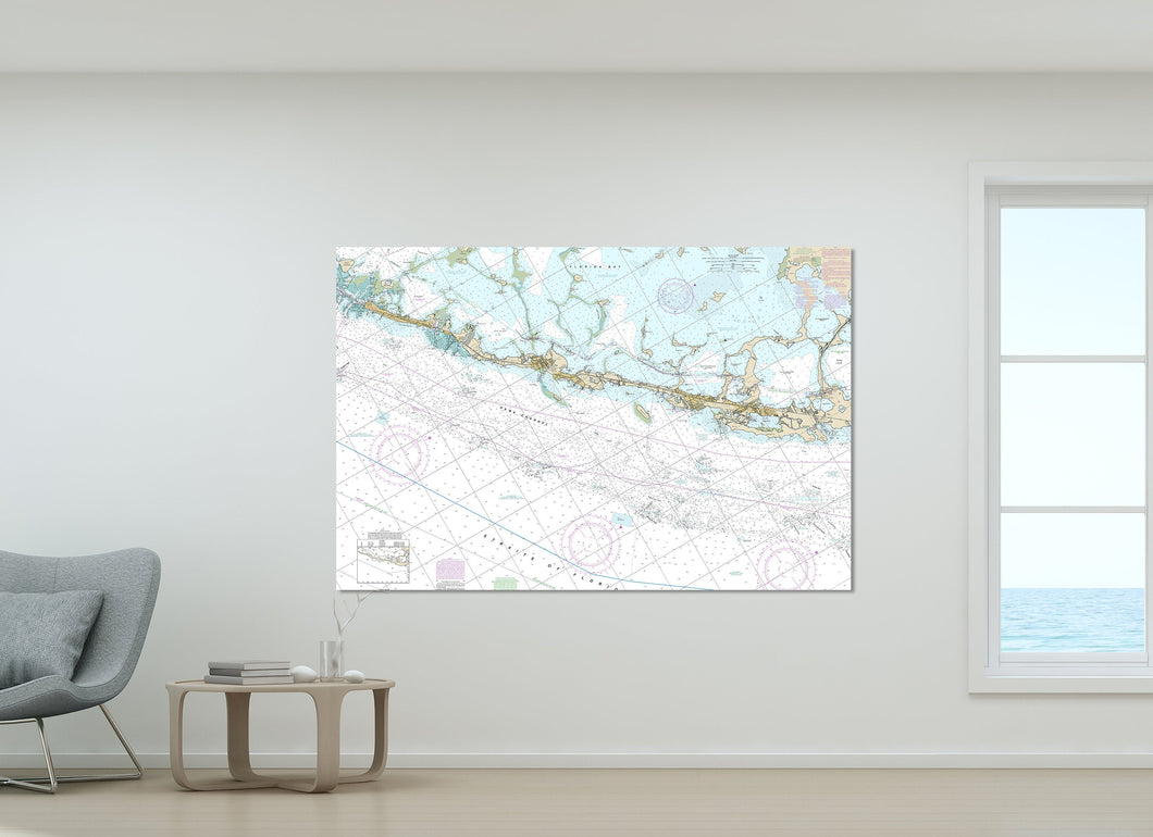 Islamorada, Plantation, Tavernier, Upper Matecumbe Key, Key Largo, Florida - Nautical Map / Chart - Printed on Canvas, Acrylic, or Metal