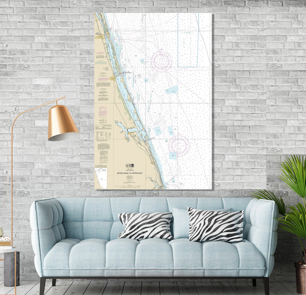 Port Saint Lucie, Palm City, Stuart, Fort Pierce, Vero Beach, Hobe Sound, Florida - Nautical Map / Chart - Printed on Canvas, Acrylic, Metal