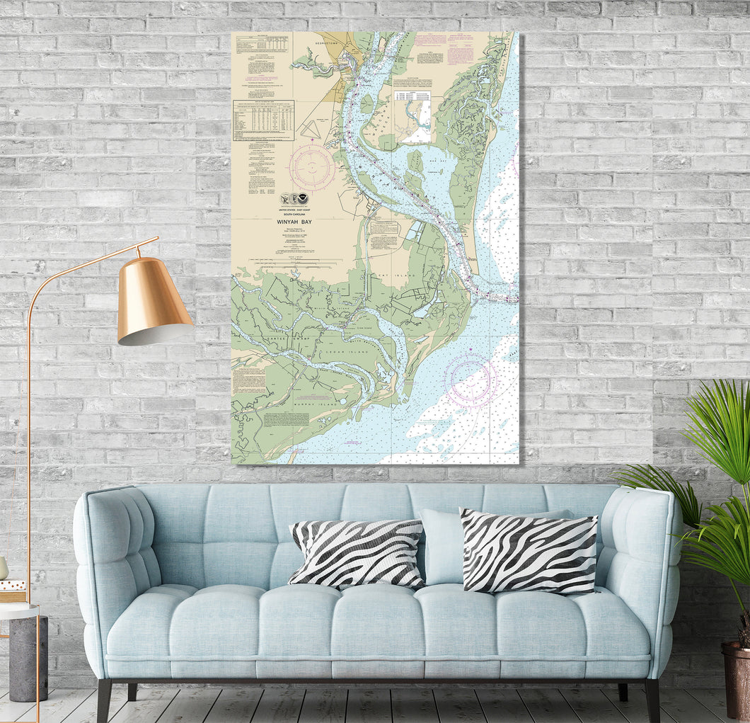 Georgetown, McClellanville, Maryville, Winyah Bay, Cat Island, South Carolina - Nautical Map / Chart - Printed on Canvas, Acrylic, or Metal