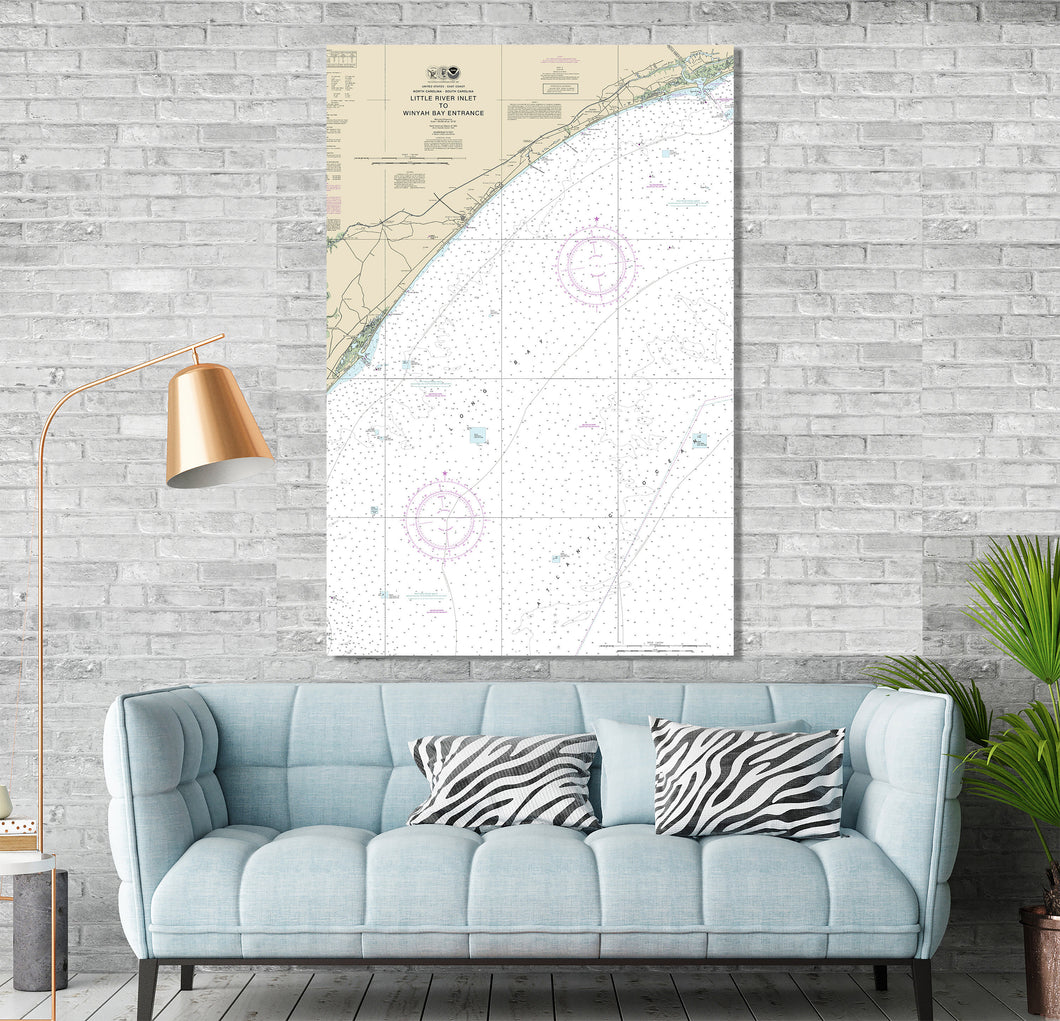 Myrtle Beach, Surfside Beach, Murrells Inlet, Atlantic Beach, South Carolina - Nautical Map / Chart - Printed on Canvas, Acrylic, or Metal