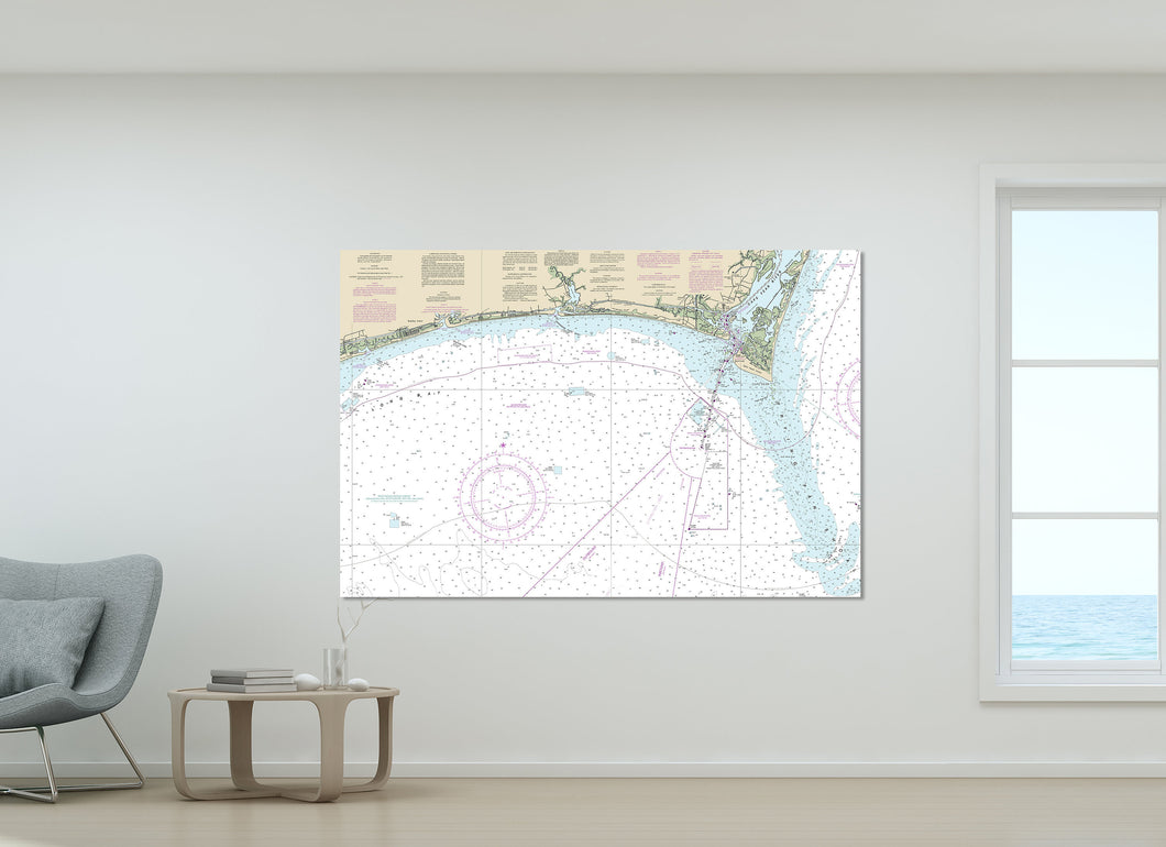 Cape Fear, Oak Island, Bald Head Island, Southport, Caswell Beach, North Carolina - Nautical Map / Chart - Printed on Canvas, Acrylic, Metal