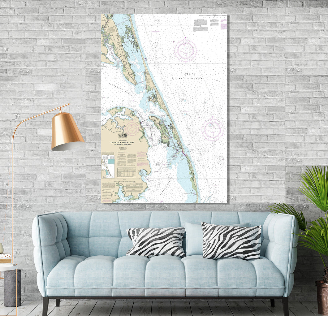 Manns Harbor, Manteo, Wanchese, Nags Head, Kitty Hawk, Duck, North Carolina - Nautical Map / Chart - Printed on Canvas, Acrylic, or Metal