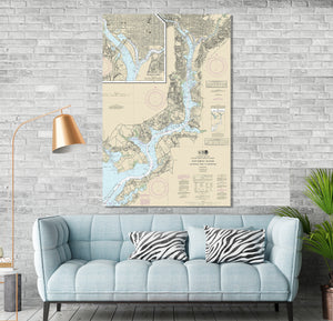 Washington D.C., Alexandria, Fort Washington, Indian Head, Virginia, Maryland - Nautical Map / Chart - Printed on Canvas, Acrylic, or Metal