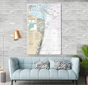 Asbury Park, Belmar, Ocean Grove, Spring Lake, Long Branch, Sandy Hook, New Jersey  - Nautical Map/Chart - Printed on Canvas, Acrylic, Metal