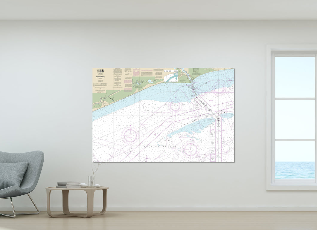 Sabine, High Island, Sabine Pass, Gulf of Mexico , Louisiana - Nautical Map / Chart - Printed on Canvas, Acrylic, or Metal