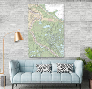 Belle Chase, Violet, Chalmette, Meraux, Saint Bernard, Mississippi River, Louisiana - Nautical Map/Chart - Printed on Canvas, Acrylic, Metal