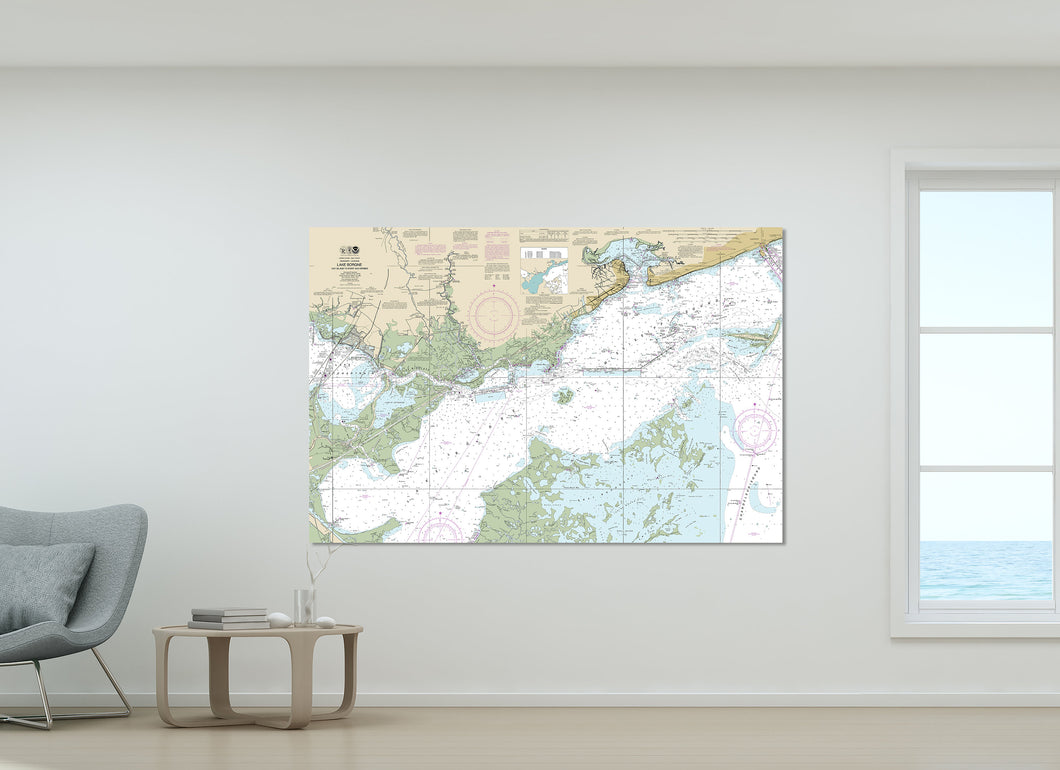 Bay St Louis, Waveland, Pass Cristian, Long Beach, Gulfport, Lake Borgne, Louisiana - Nautical Map/Chart - Printed on Canvas, Acrylic, Metal