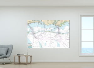 Mississippi Sound, Biloxi, Pascagoula, Ocean Springs, Gulfport, Mississippi - Nautical Map / Chart - Printed on Canvas, Acrylic, or Metal