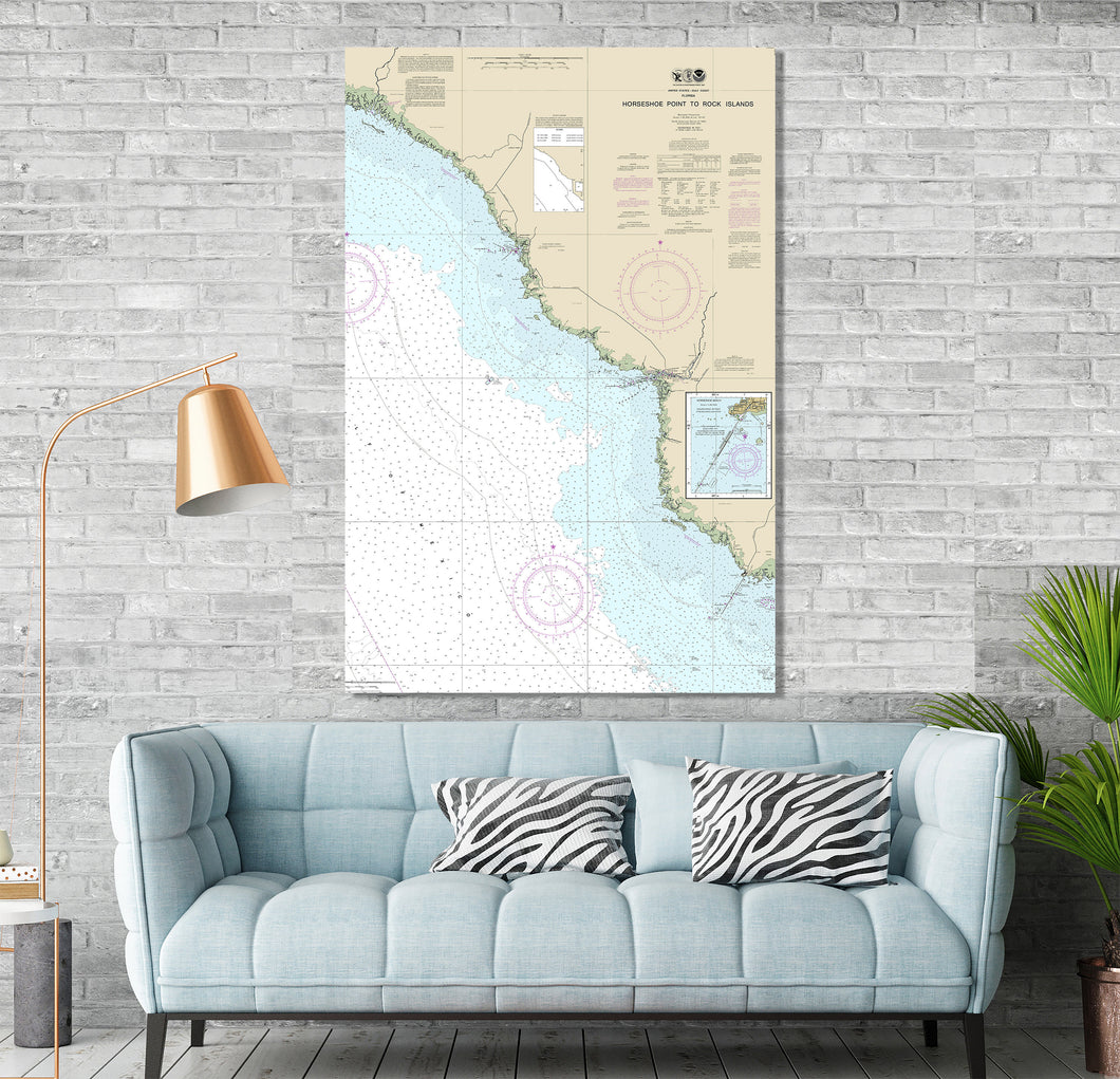 Horseshoe Beach, Steinhatchee, Jena, Keaton Beach, Perry, Florida - Nautical Map / Chart - Printed on Canvas, Acrylic, or Metal