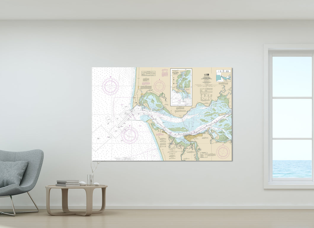 Astoria, Hammond, Warrenton, Ilwaco, Long Beach, Columbia River, Washington, Oregon - Nautical Map / Chart - Printed Canvas, Acrylic, Metal