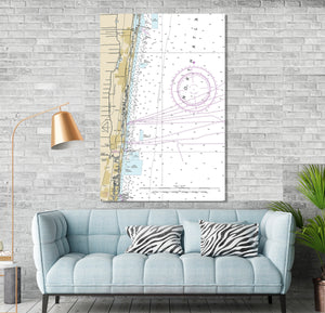 Boca Raton, Deerfield Beach, Delray Beach, Boynton Beach, Yamato, Florida - Nautical Map / Chart - Printed on Canvas, Acrylic, or Metal