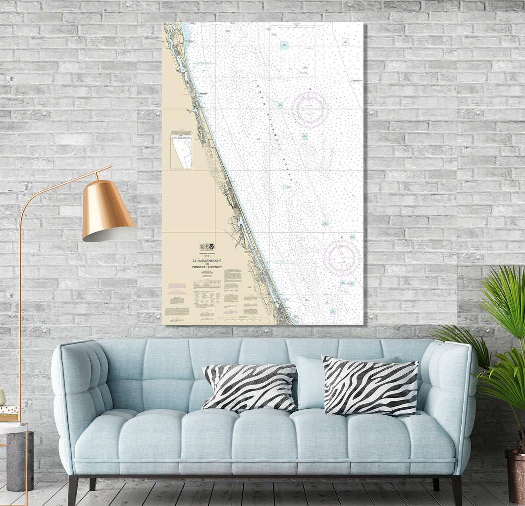 Daytona Beach, Port Orange, Ormond Beach, Holly Hills, Allandale, Florida  - Nautical Map / Chart - Printed on Canvas, Acrylic, or Metal