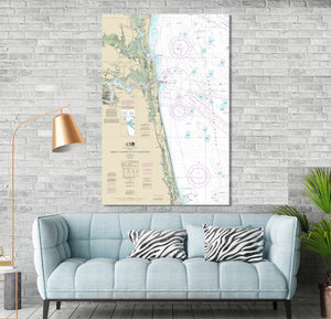 St Augustine, Fernandina Beach, Jacksonville Beach, Atlantic Beach, Florida  - Nautical Map / Chart - Printed on Canvas, Acrylic, or Metal