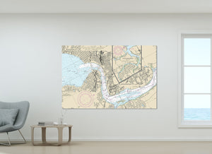 Jacksonville, Arlington, South Jacksonville, St Johns River, Florida  - Nautical Map / Chart - Printed on Canvas, Acrylic, or Metal