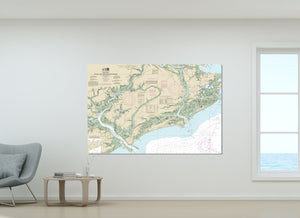 Kiawah Island, James Island, Folly Beach, Seabrook Island, South Carolina - Nautical Map / Chart - Printed on Canvas, Acrylic, or Metal