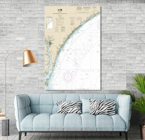 Wilmington, Carolina Beach, Kure Beach, Wrightsville Beach, North Carolina - Nautical Map / Chart - Printed on Canvas, Acrylic, or Metal