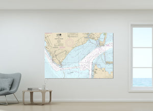 Newport News, Hampton, James River, Chesapeake Bay, Fort Monroe, Virginia - Nautical Map / Chart - Printed on Canvas, Acrylic, or Metal