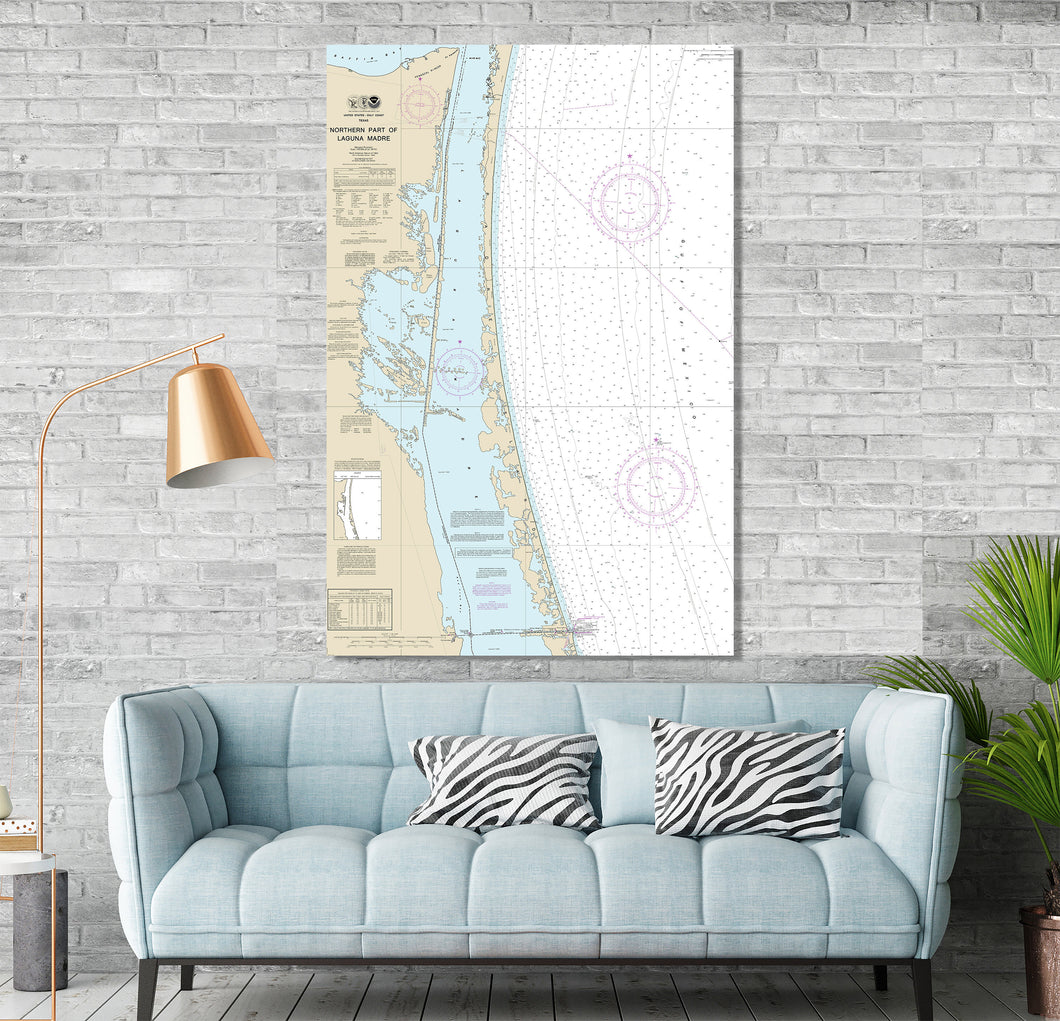 Port Mansfield, Northern Padre Island, Laguna Madre, Texas - Nautical Map / Chart - Canvas, Acrylic, or Metal